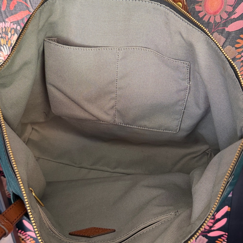 FOSSIL Large Leather Rachel Tote Two Tone Brass Trim - Picture 4 of 5